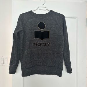 Isabel Marant grey marled sweatshirt with velvet black logo size small (36)